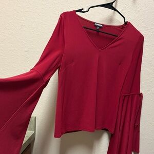 Express Women's Deep Red Bell Sleeve Blouse